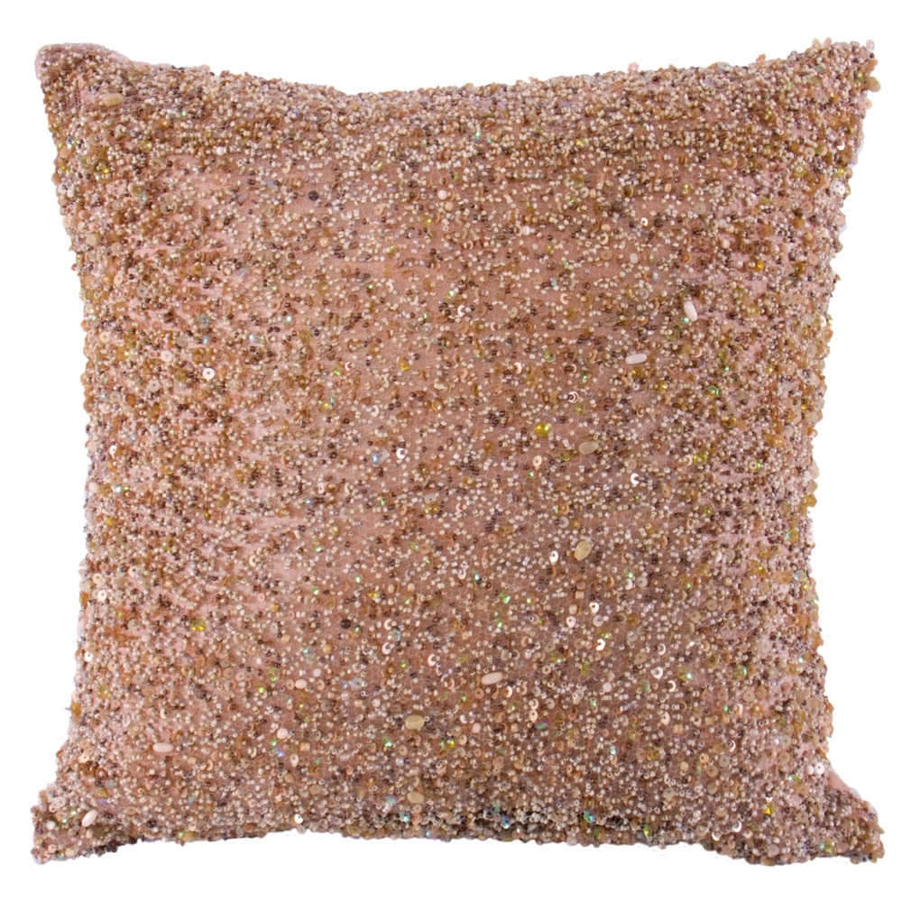 Sabira Collection Handmade Beaded Rose  Throw Pillow Case